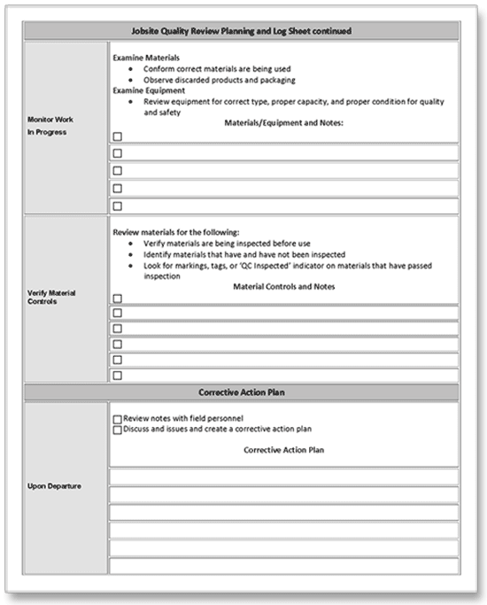 quality control plan template excel