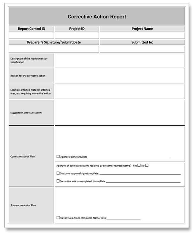 corrective plan template corrective report exle corrective plan template corrective report exle