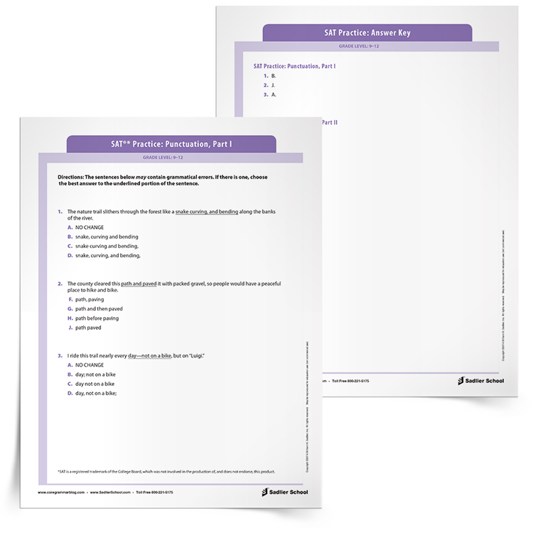 SAT®* Test Grammar Practice: Punctuation, Part 1