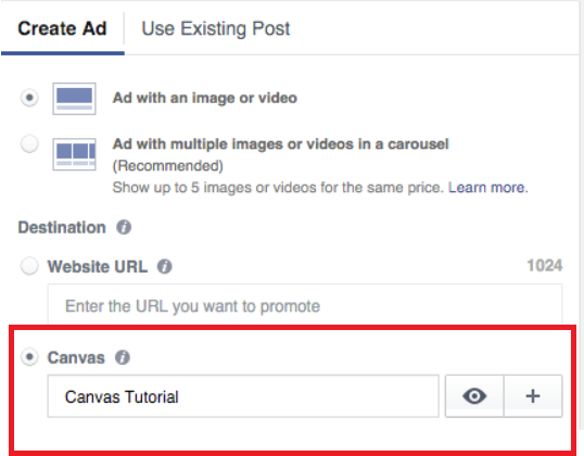 Create a Facebook Canvas Ad
