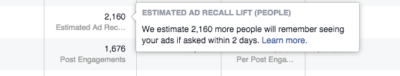 Facebook Ad Recall Lift