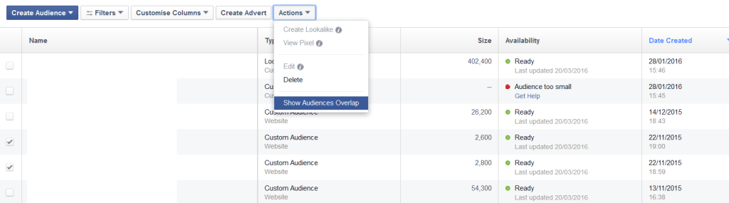 Facebook Audience Overlap