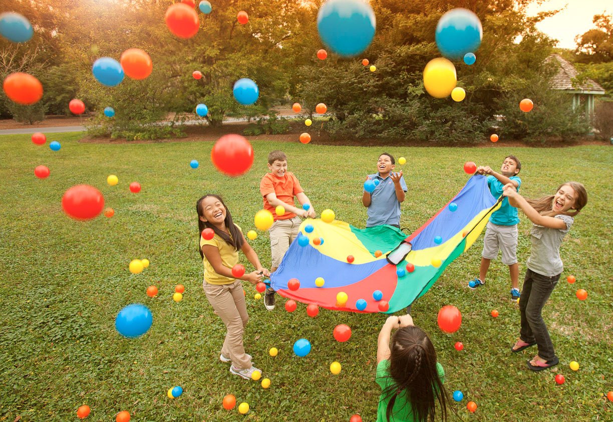 family playing outside