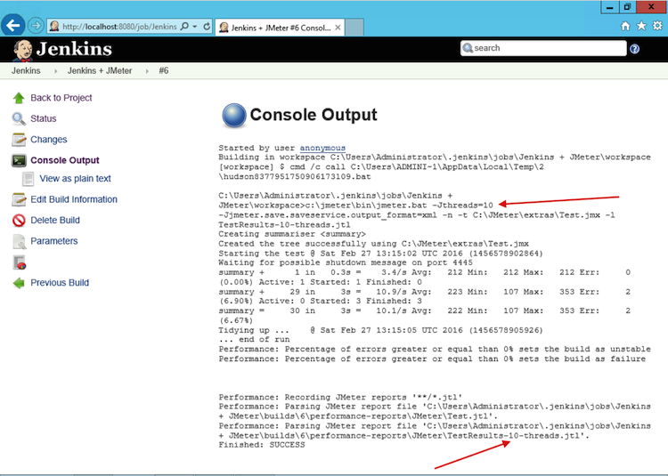 Jenkins Console Output