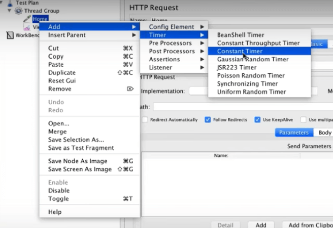 Adding a constant timer on JMeter