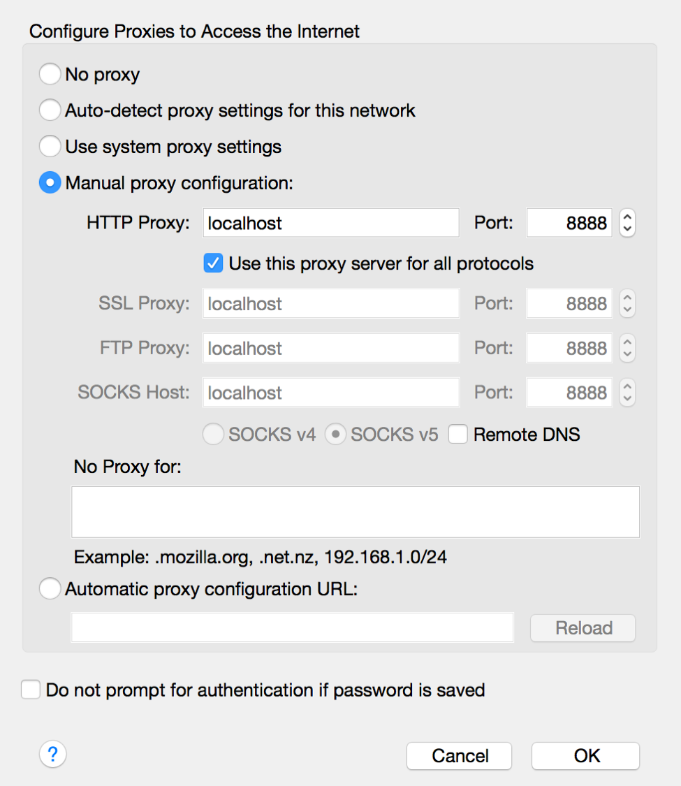 Configuring browser to sent traffic through proxy