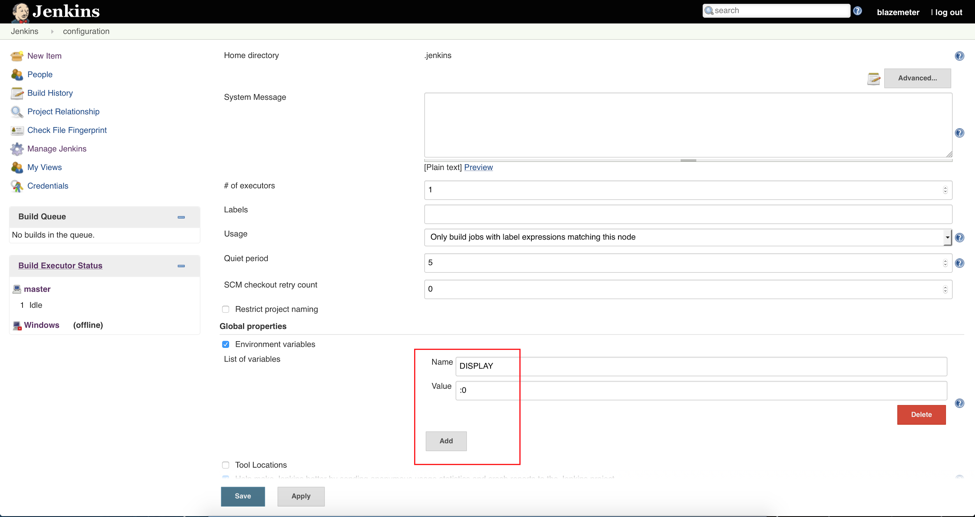 jenkins display environment variable