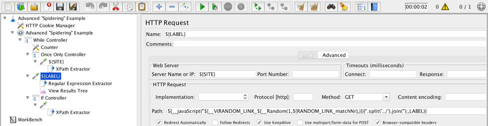 Advanced “Spidering” Test Plan jmeter