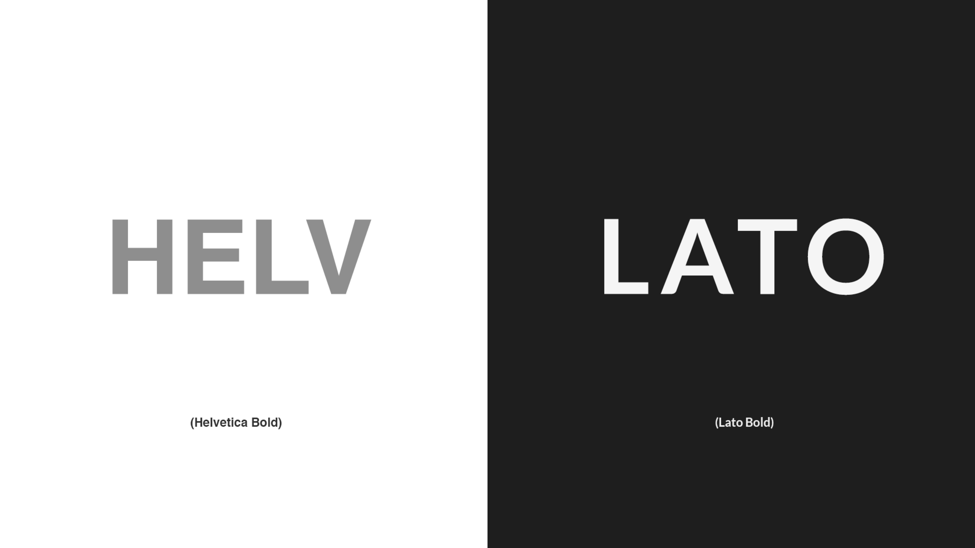 Helvetica font vs Lato font