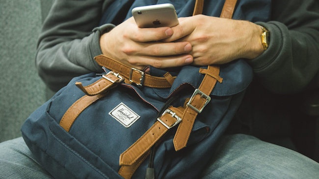 user looking at a phone