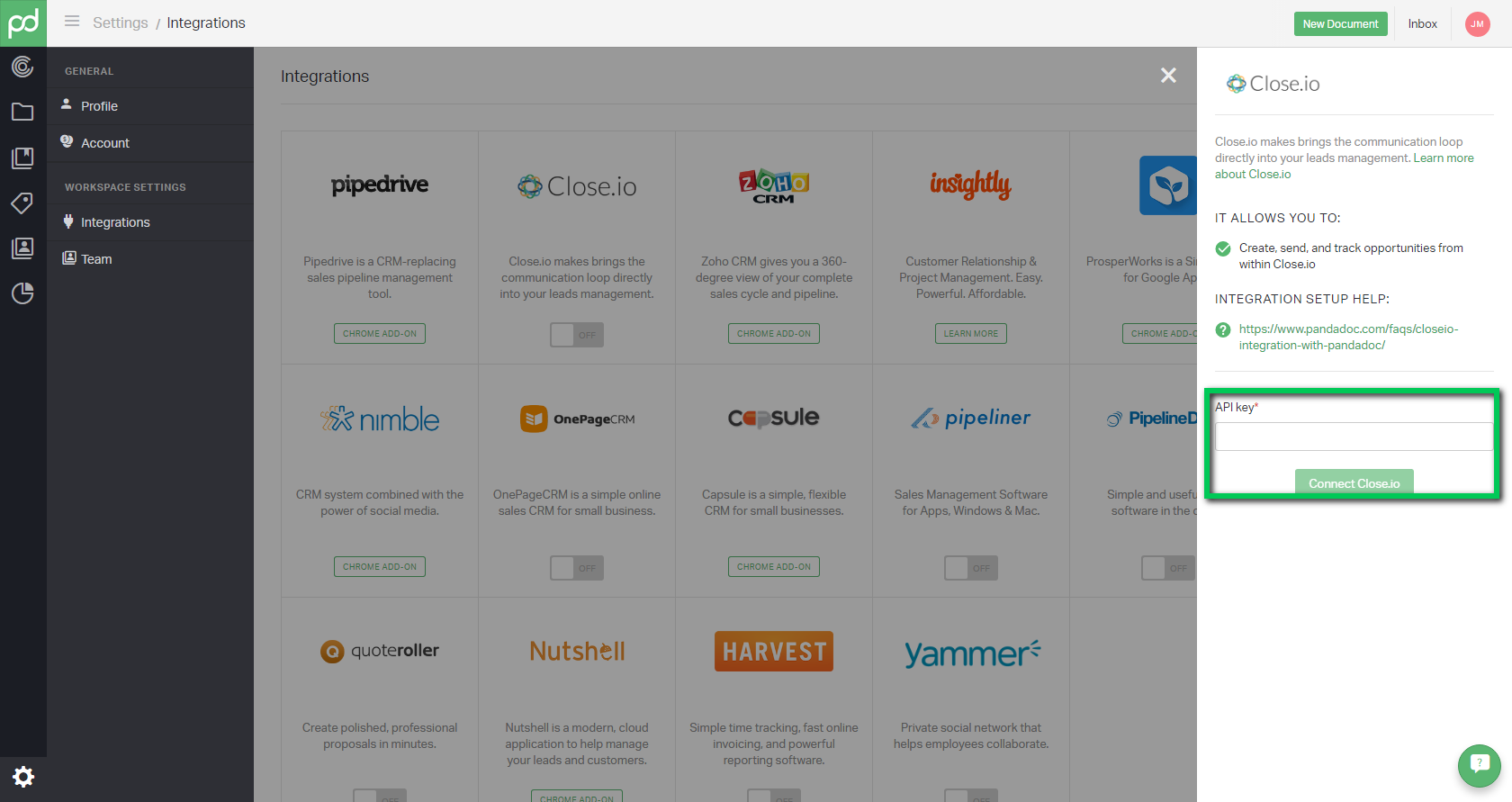 PandaDoc Close.io Integration