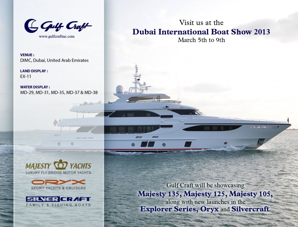 Majesty 135, on display at the Dubai Int'l Boat Show