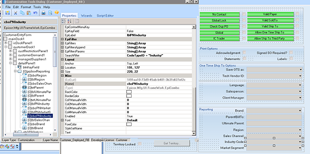 customization tools dialog box
