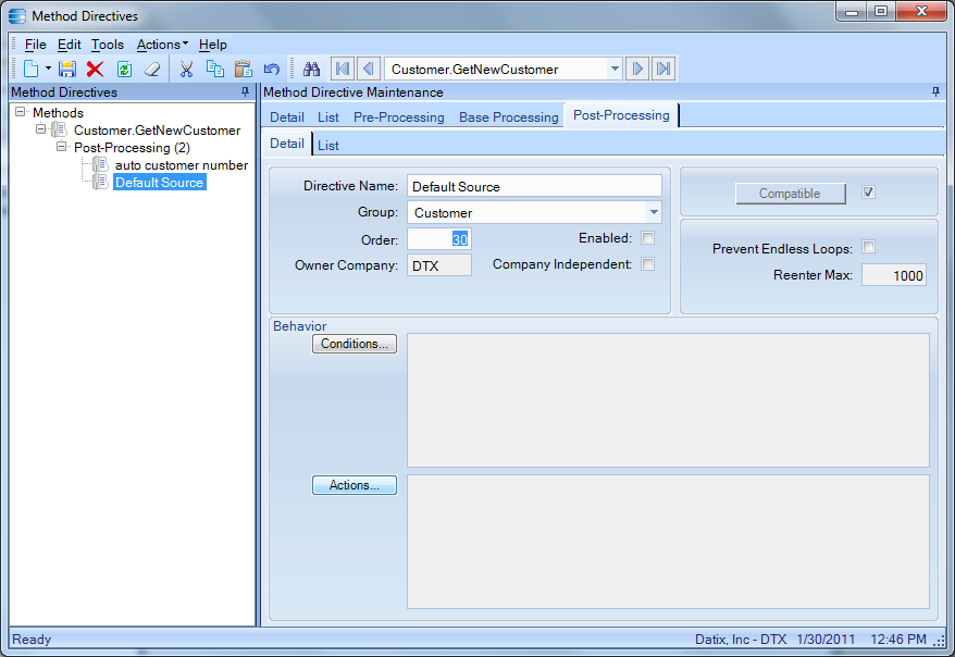 Customer BPM setup