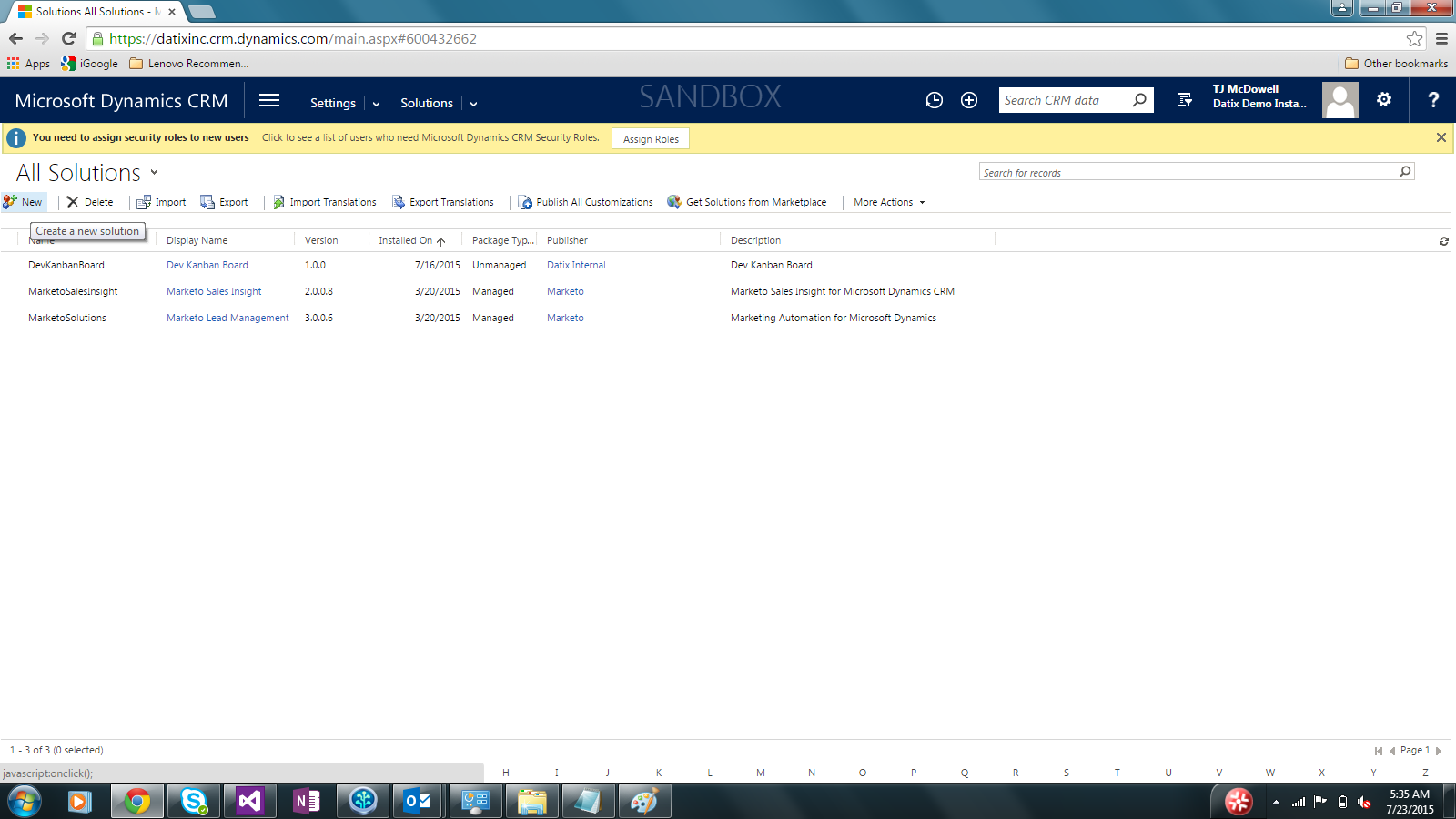 dynamics crm solutions menu