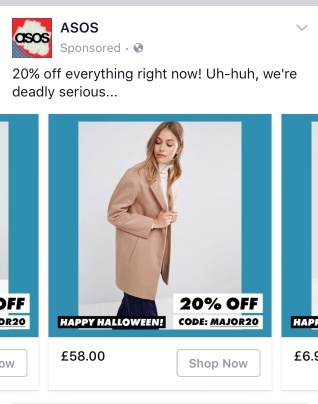 ASOS Facebook Halloween marketing campaign 