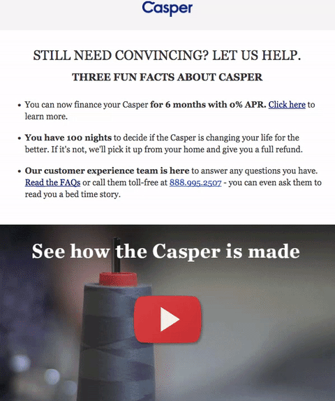 Casper online mattress company marketing