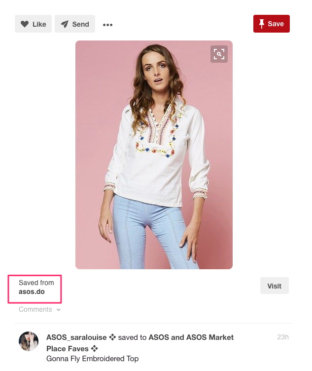 ecommerce influencer Pinterest example _ ASOS Saralouise 