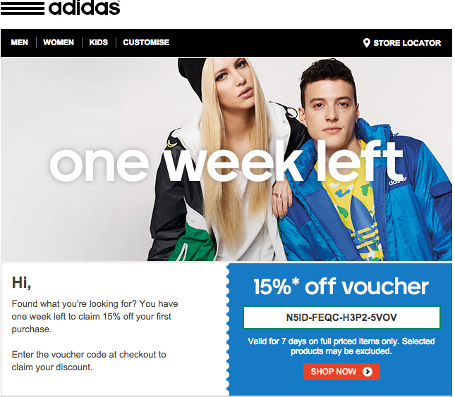 Adidas welcome email 