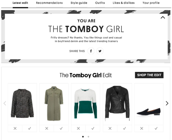 Topshop guided selling ecommerce 