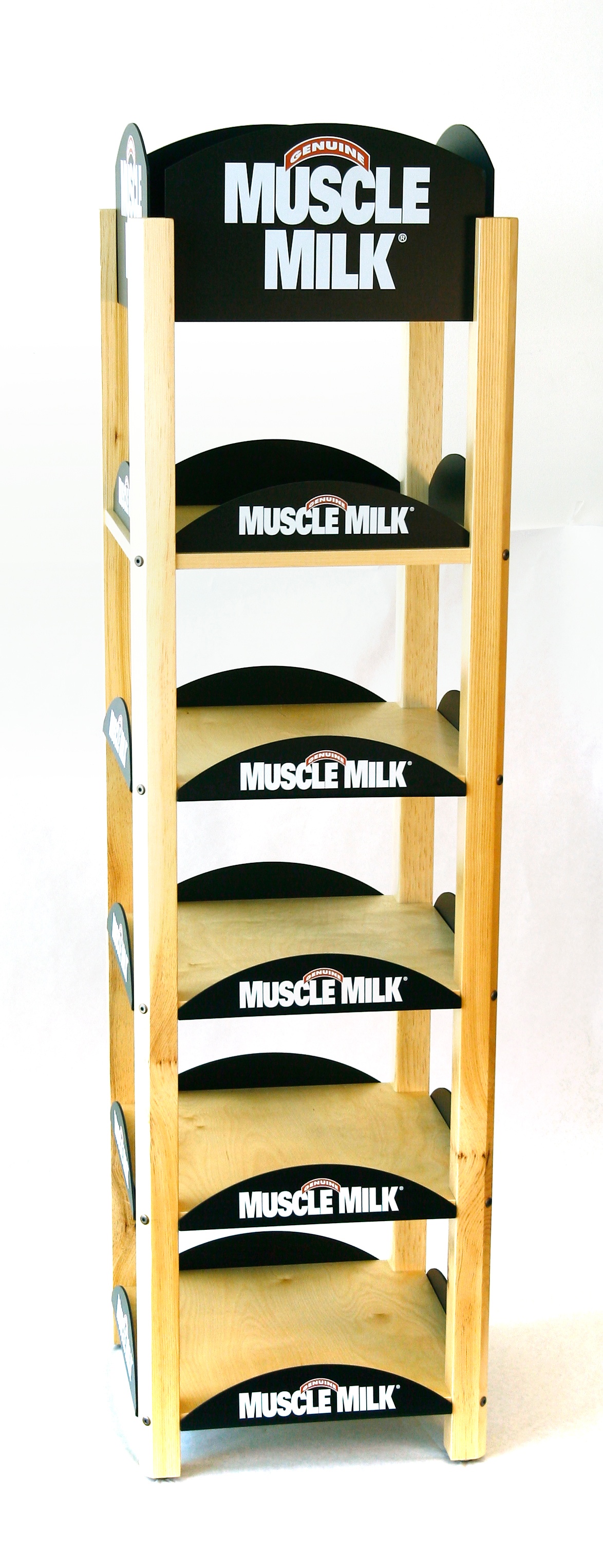 MUSCLE MILK BEVERAGE WOOD RETAIL DISPLAY MUSCLE MILK BEVERAGE WOOD RETAIL DISPLAY
