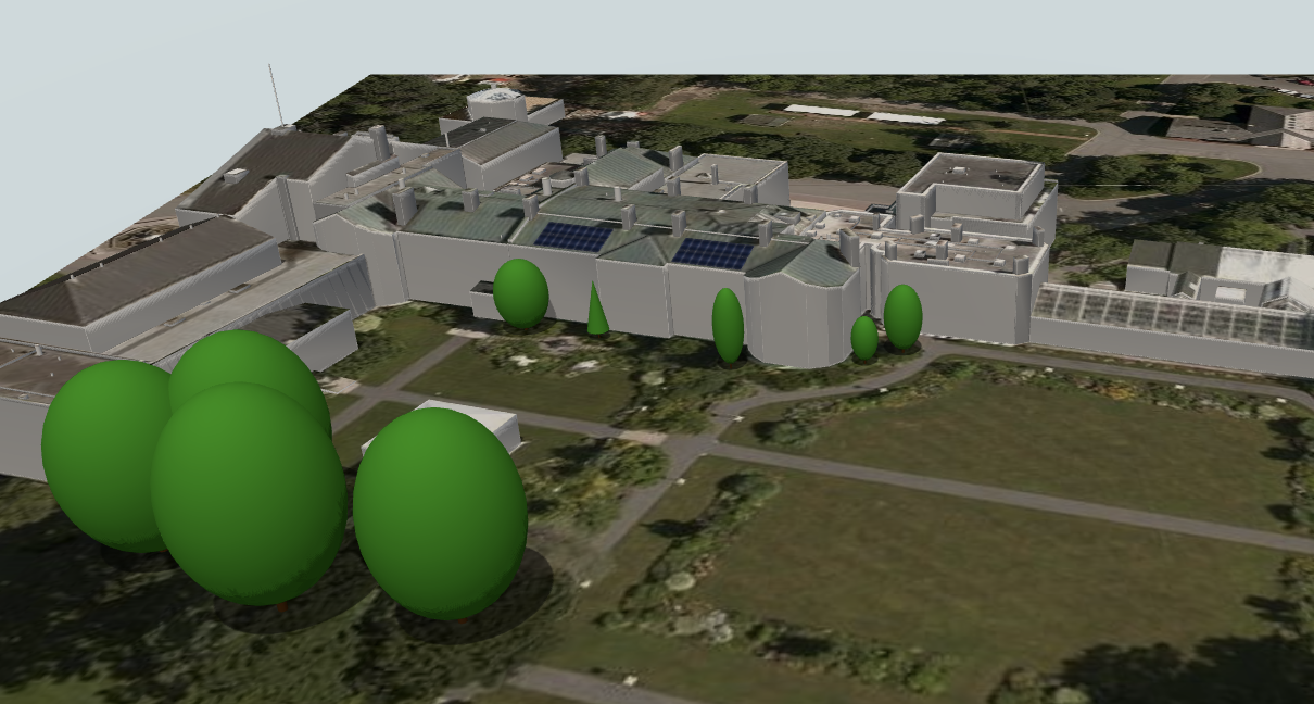 3D site model showing a proposed 9.92 kW solar installation for Rideau Hall