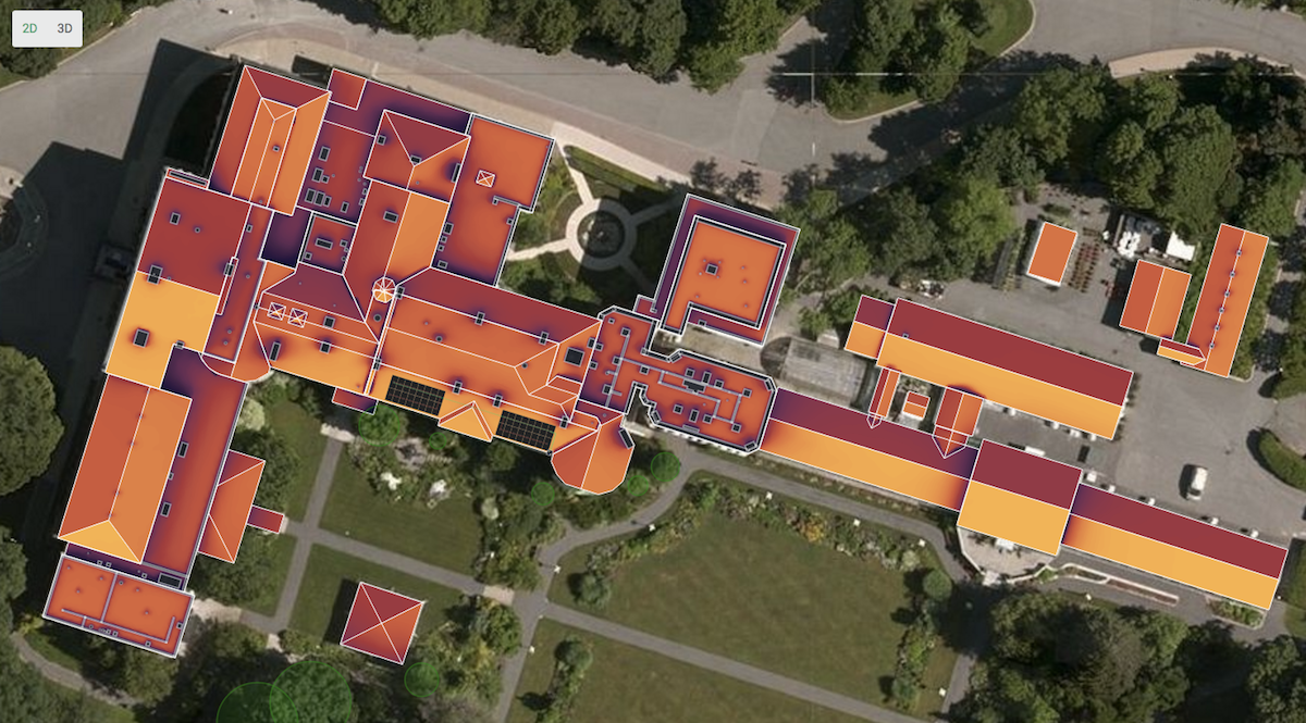 irradiance map of the roof of Rideau Hall generated by Aurora