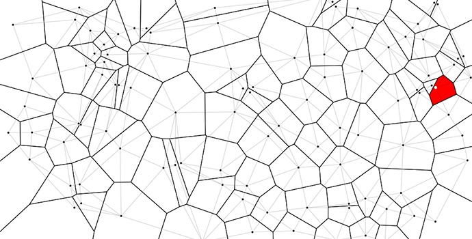 Mike Bostock's example of a Voroni Tessellation