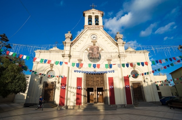 Colorful church in Pula, Sardinia