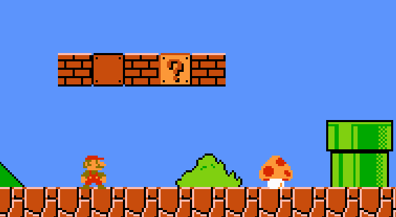 Screenshot from Super Mario Bros. Level 1-1 - Nintendonews.com - http://nintendonews.com/news/super-mario-bros-1-up-trick-discovered/