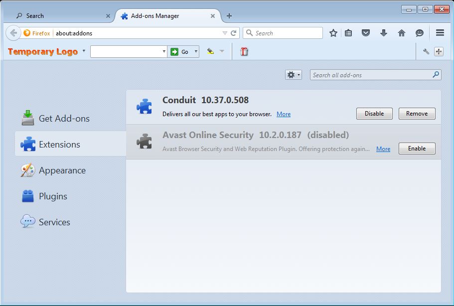 How to remove Conduit toolbar from your Firefox browser - step 2