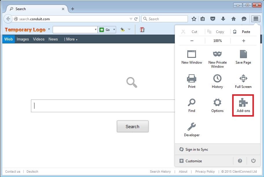 How to remove Conduit toolbar from your Firefox browser - step 1