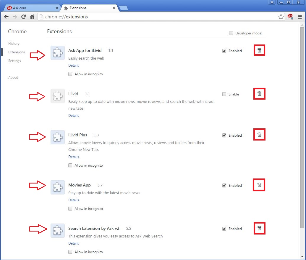 How to remove Ilivid toolbar from your Chrome browser - step 3
