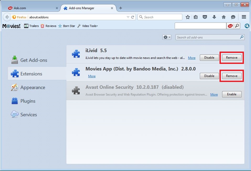 How to remove Ilivid toolbar from your Firefox browser - step 3