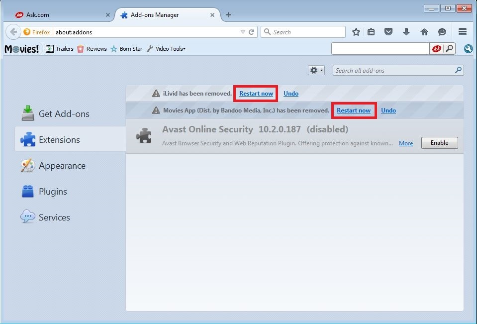 How to remove Ilivid toolbar from your Firefox browser - step 4