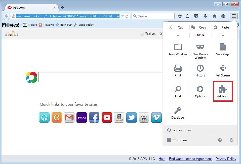 How to remove Ilivid toolbar from your Firefox browser - step 1