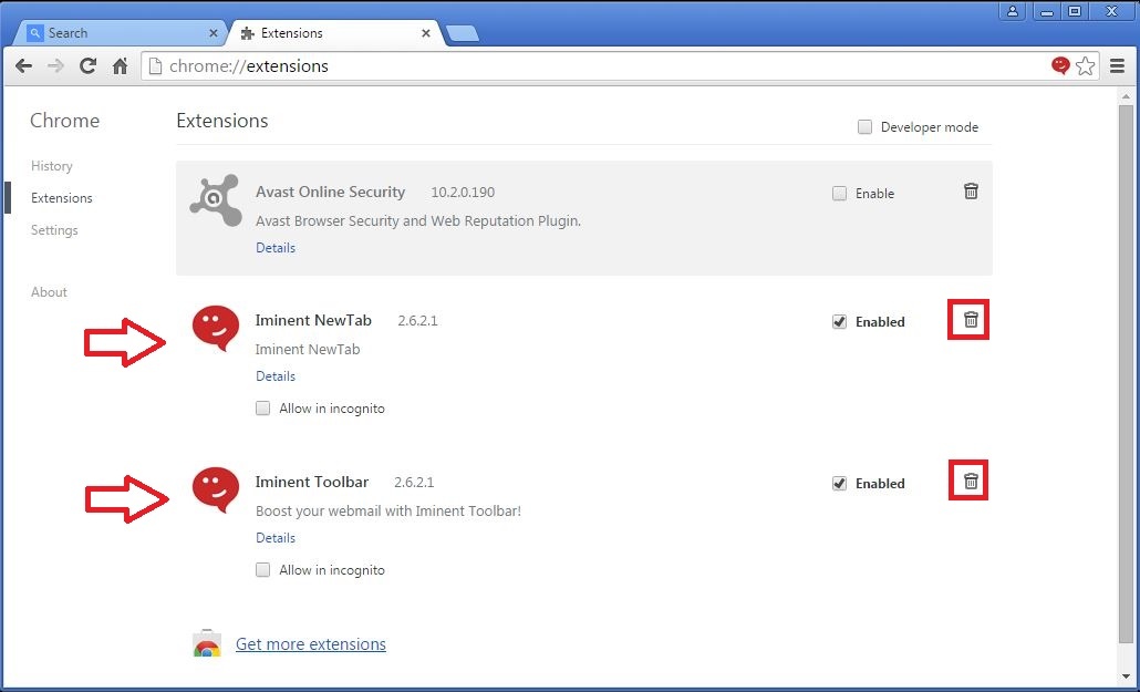 How to remove Iminent toolbar from your Chrome browser - step 3