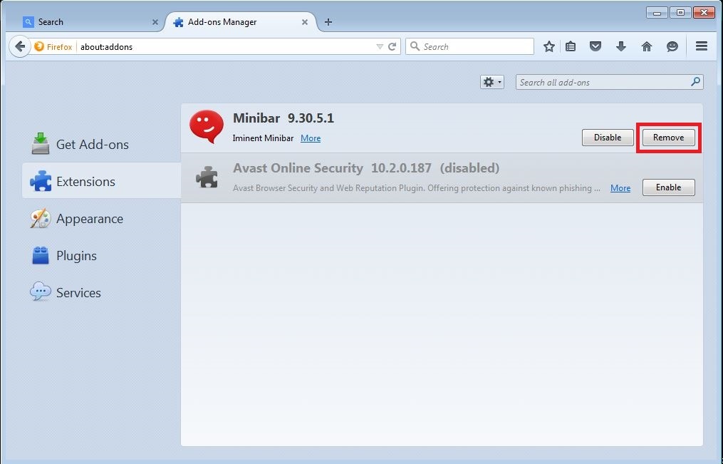 How to remove Iminent toolbar from your Firefox browser - step 3