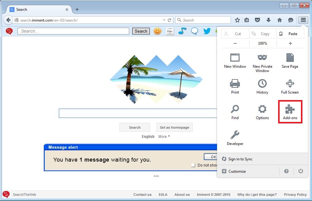 How to remove Iminent toolbar from your Firefox browser - step 1