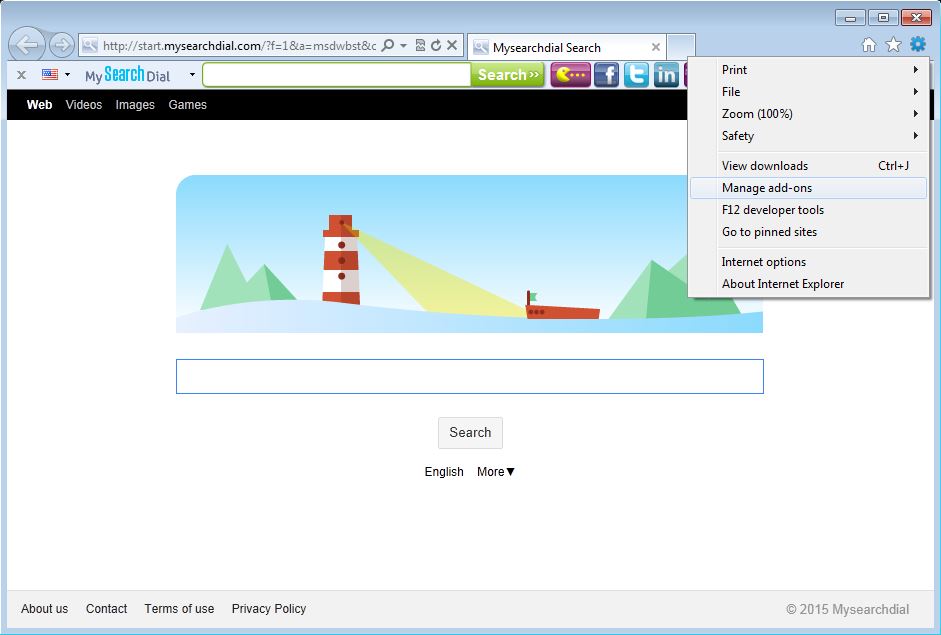 How to remove MySearchDial toolbar from your Internet Explorer browser - step 1