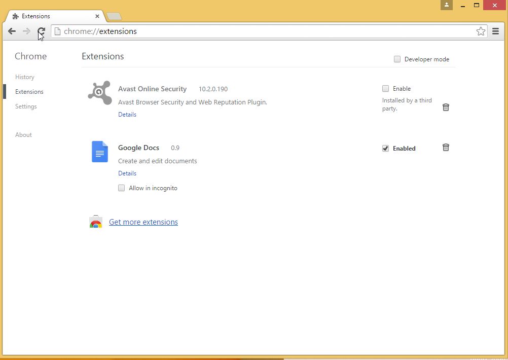 How to remove Snap.do toolbar from your Chrome browser - step 5