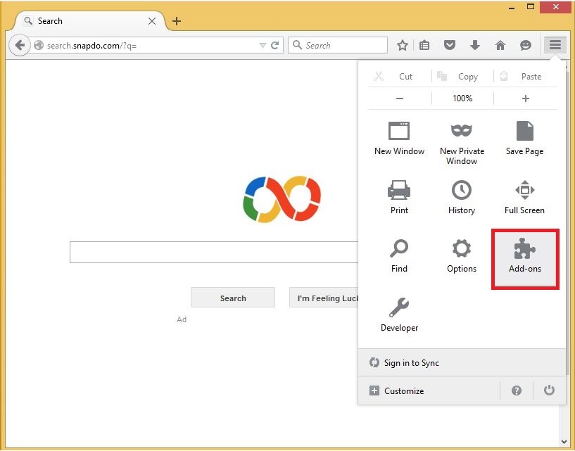How to remove Snap.do toolbar from your Firefox browser - step 1