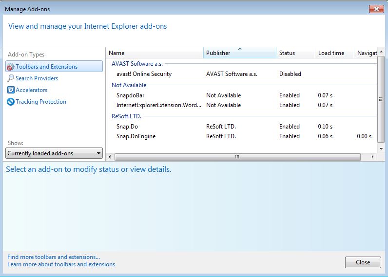 How to remove Snap.do toolbar from your Internet Explorer browser - step 2