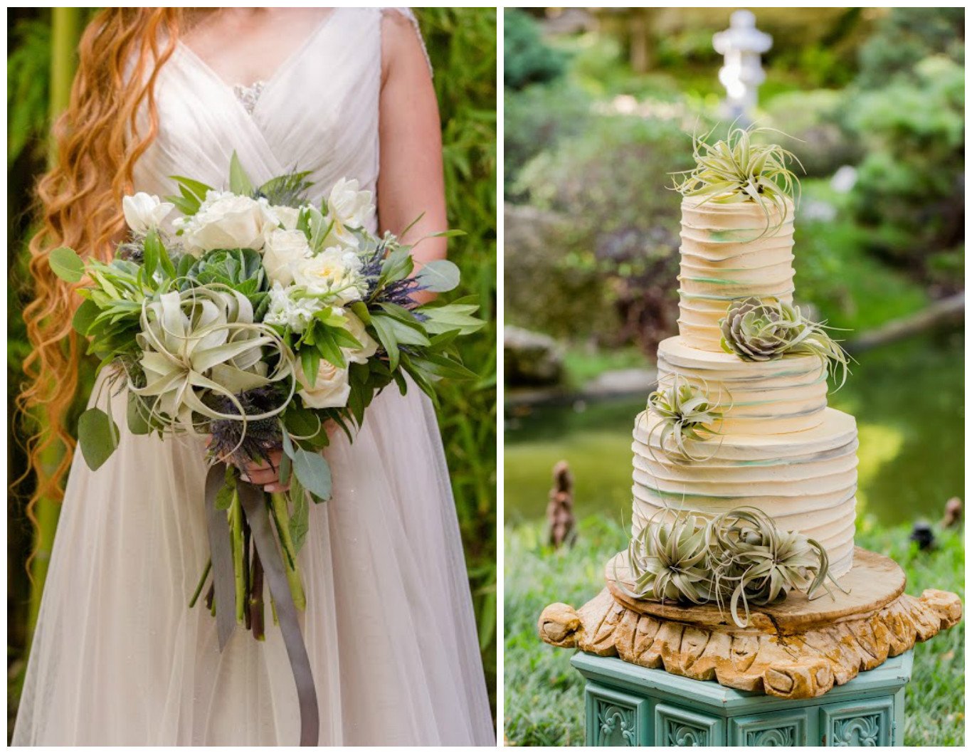 Succulent Wedding Cake Decoration and Wedding Flower Bouquet | BBJ Linen