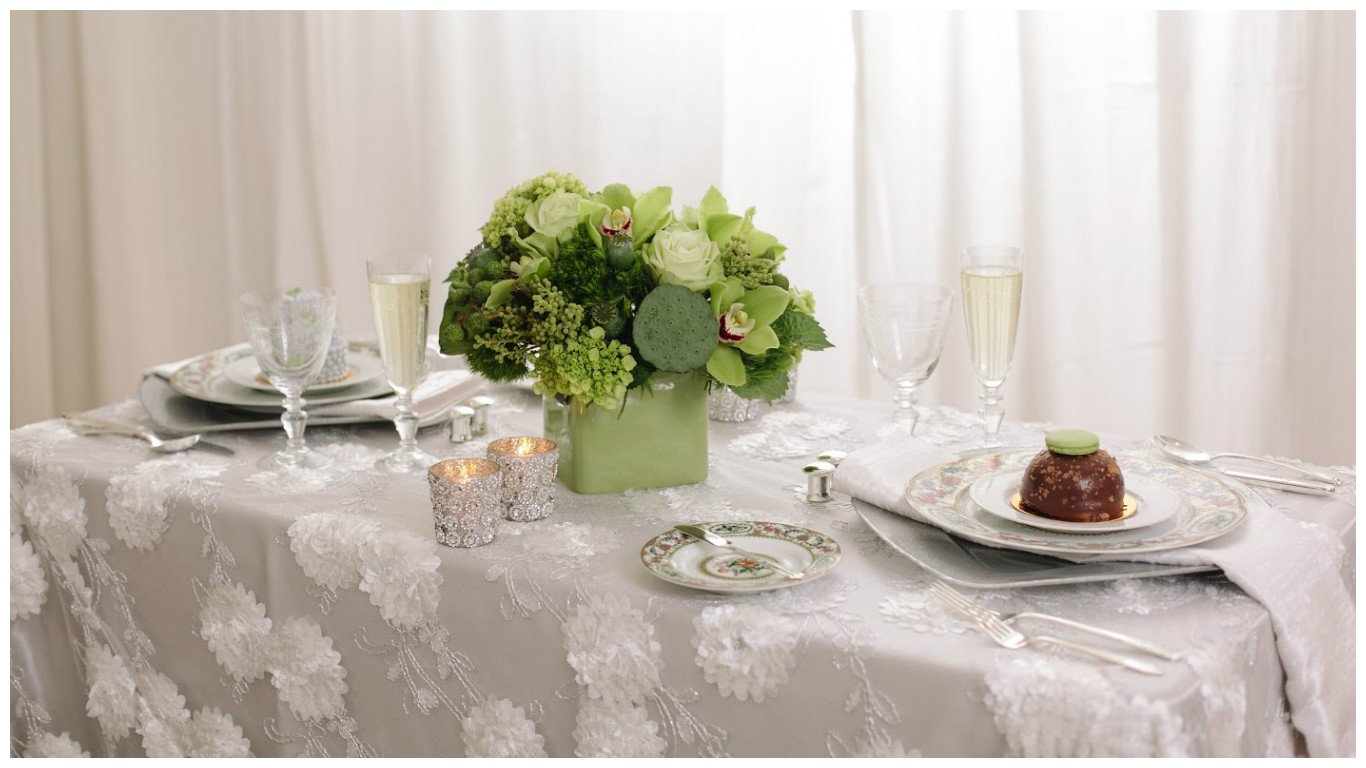 White and Green Themed Event | BBJ Linen