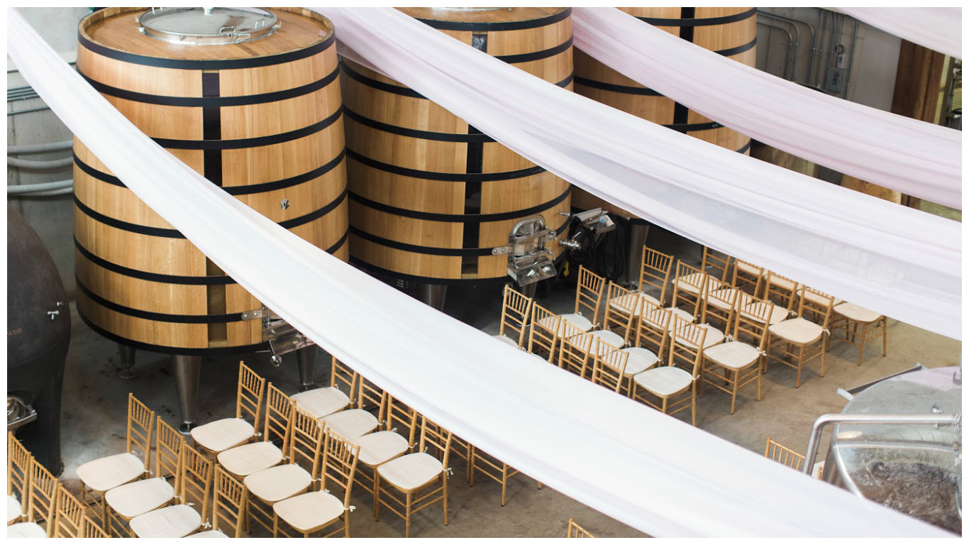 Winery Wedding in Barrel Room | BBJ Linen