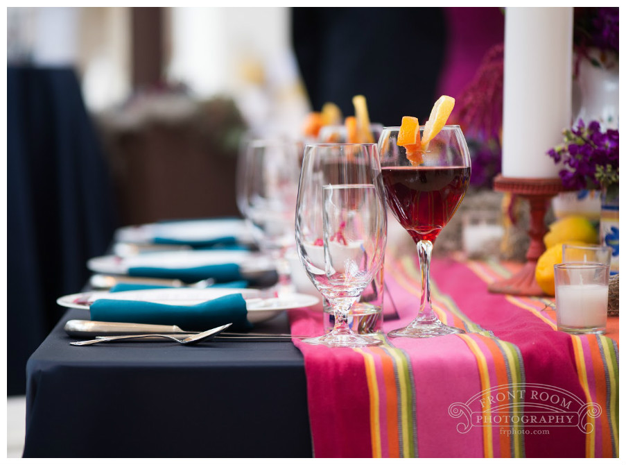 Navy Blue and Magenta Table Decor | BBJ Linen