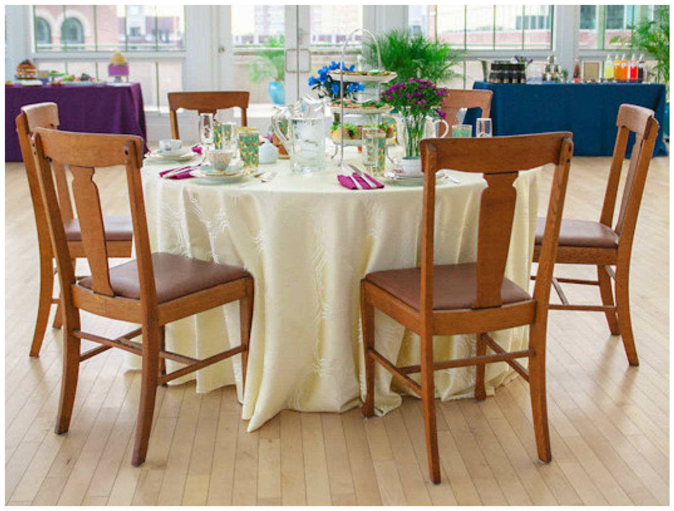 Rustic WoodenChairs with Ivory Linen | BBJ Linen