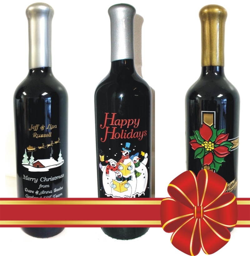 engraved wine bottles holiday red ribbon.jpg