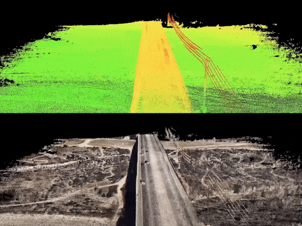 An integrated camera on the Surveyor colorizes Ouster point clouds